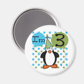 3e Penguin Verjaardag Tshirts en geschenken Magneet (Voorkant / Achterkant)