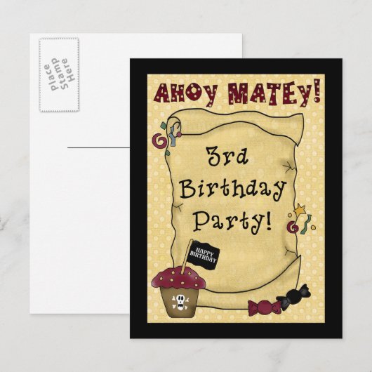 3e Pirate Verjaardag Uitnodigingen (Voorkant / Achterkant)