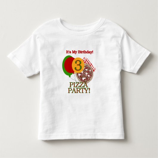 3e Pizza Party Verjaardag Tshirts en geschenken (Voorkant)
