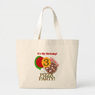 3e Pizza Party Verjaardag Tshirts en geschenken Grote Tote Bag