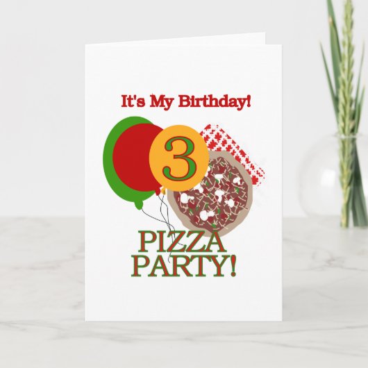 3e Pizza Party Verjaardag Tshirts en geschenken Kaart (Voorkant)