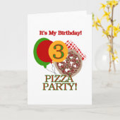 3e Pizza Party Verjaardag Tshirts en geschenken Kaart (Gele Bloem)