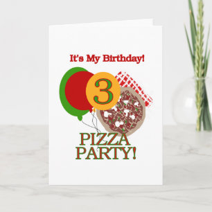 3e Pizza Party Verjaardag Tshirts en geschenken Kaart