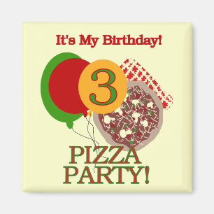 3e Pizza Party Verjaardag Tshirts en geschenken Magneet