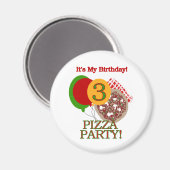 3e Pizza Party Verjaardag Tshirts en geschenken Magneet (Voorkant / Achterkant)