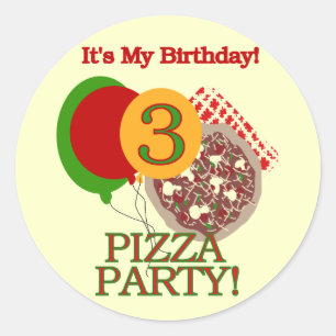 3e Pizza Party Verjaardag Tshirts en geschenken Ronde Sticker