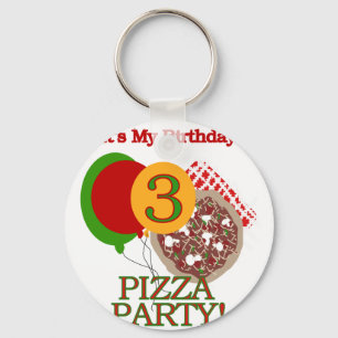 3e Pizza Party Verjaardag Tshirts en geschenken Sleutelhanger