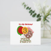 3e Pizza Party Verjaardag Tshirts en geschenken Uitnodiging Briefkaart (Staand voorkant)