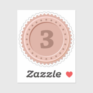 3e plaats bronzen medaille op maat gesneden vinyl sticker