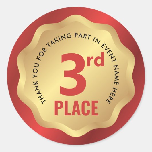 3e plaats evenement medaille competitie sticker ro (Voorkant)