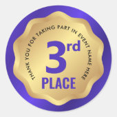 3e plaats medaille competitie sticker blauw en gou (Voorkant)