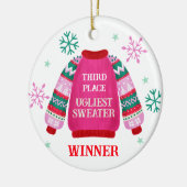 3e plaats Ugly Sweater Contest prijswinnaar Keramisch Ornament (Links)