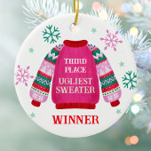 3e plaats Ugly Sweater Contest prijswinnaar Keramisch Ornament