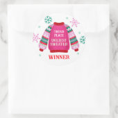 3e plaats Ugly Sweater Contest prijswinnaar Ronde Sticker (Tas)