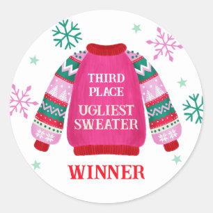 3e plaats Ugly Sweater Contest prijswinnaar Ronde Sticker