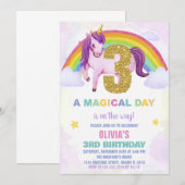 3e Rainbow Unicorn Verjaardag Uitnodigingen Cloud (Voorkant / Achterkant)