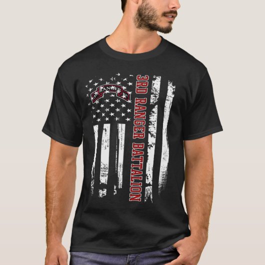 3e Ranger Bataljon Veteraan USA Flag Veterans Day T-shirt (Voorkant)