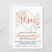 3e Roos Gold-uitnodiging Kaart (Voorkant)