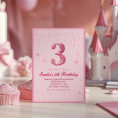 3e Roze Glitter Verjaardag | Fonkel Glitter Kaart