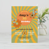 3e Roze Meisjes Retro Vintage jaren zeventig Kaart (Staand voorkant)