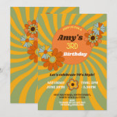 3e Roze Meisjes Retro Vintage jaren zeventig Kaart (Voorkant / Achterkant)