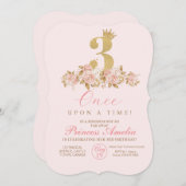 3e Schattigee roze gouden kroonprinses verjaardag Kaart (Voorkant / Achterkant)