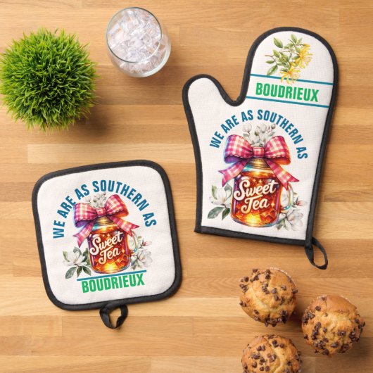3e Southern Sweet Tea Oven Mitt & Pot Holder Set (Top down)