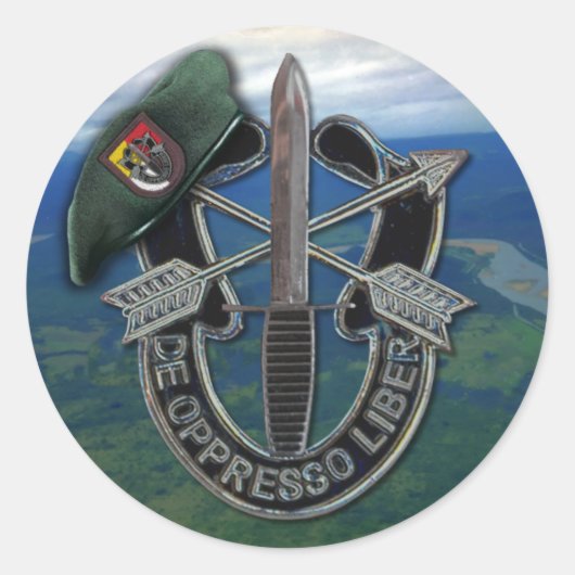 3e Special Forces Groene Baretten veteranen vetera Ronde Sticker (Voorkant)