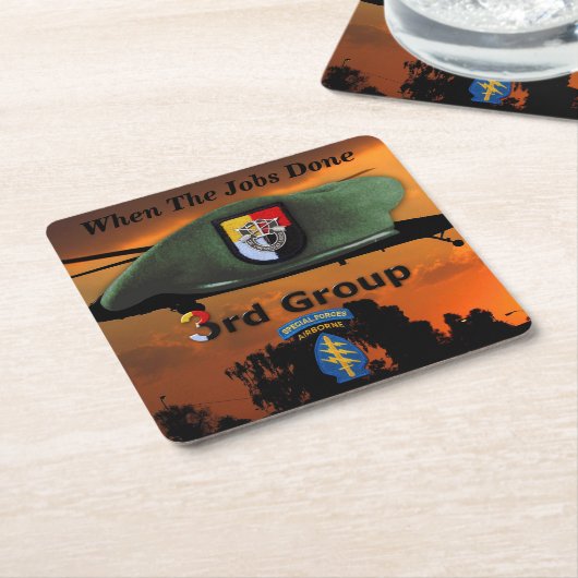 3e speciale troepengroep SF SFG Green Berets Kartonnen Onderzetters (Schuin)