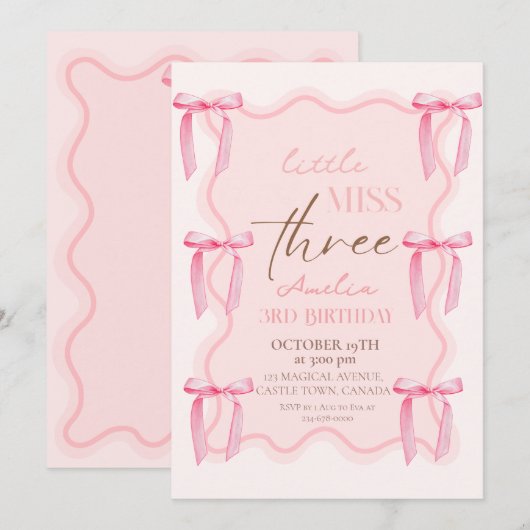 3e Stof Roze Strikken Verjaardagsfeest Prinses Kaart (Voorkant / Achterkant)