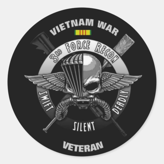 3E STRIJDMACHT RECON VIETNAM OORLOGSVETERAAN RONDE STICKER (Voorkant)