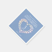 3e trouwdag hart aangepaste naam blauw servet (Hoek)