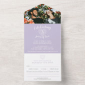 3e trouwdag kristallen paarse RSVP foto All In One Uitnodiging (Binnen)