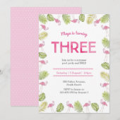 3e uitnodiging | tropische flamingo (Voorkant / Achterkant)