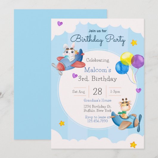 3e uitnodiging van de derde dag van de verjaardag  (Voorkant / Achterkant)