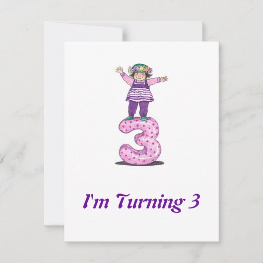 3e uitnodiging voor geboorte meisjes (Voorkant)