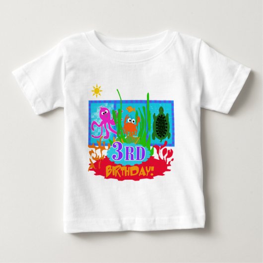 3e Undersea Adventure Verjaardag Tshirts (Voorkant)