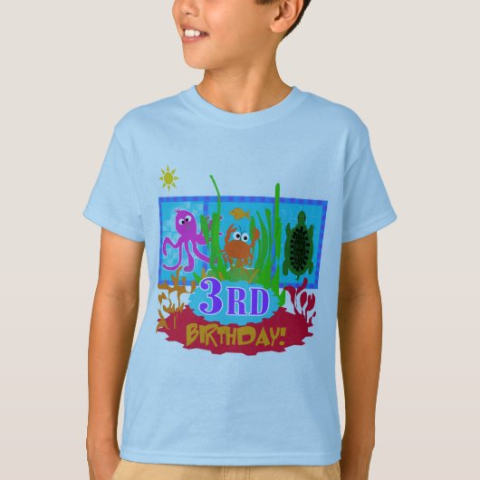 3e Undersea Adventure Verjaardag Tshirts (Voorkant)