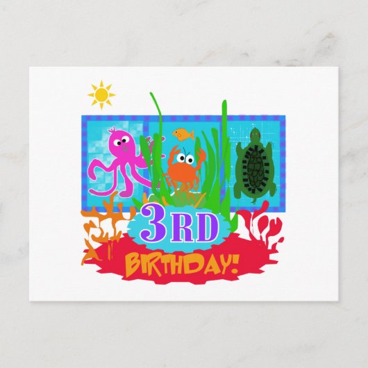 3e Undersea Adventure Verjaardag Tshirts Briefkaart (Voorkant)