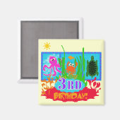 3e Undersea Adventure Verjaardag Tshirts Magneet (Voorkant / Achterkant)