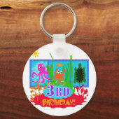 3e Undersea Adventure Verjaardag Tshirts Sleutelhanger (Voorkant)