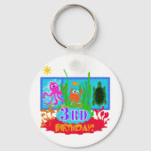 3e Undersea Adventure Verjaardag Tshirts Sleutelhanger (Voorkant)
