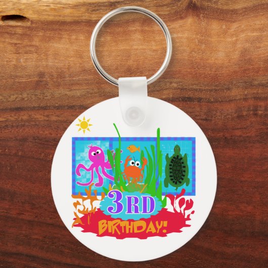3e Undersea Adventure Verjaardag Tshirts Sleutelhanger (Voorkant)
