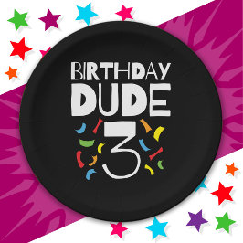3e verjaardag 3 jaar oud jongensfeestje verjaardag papieren bordje