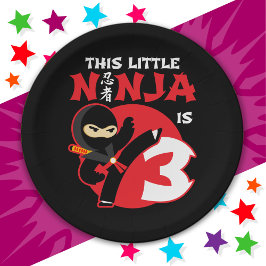 3e Verjaardag 3 Jaar Oud Kinder Feest Kleine Ninja Papieren Bordje
