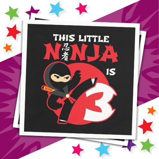 3e Verjaardag 3 Jaar Oud Kinder Feest Kleine Ninja Servet