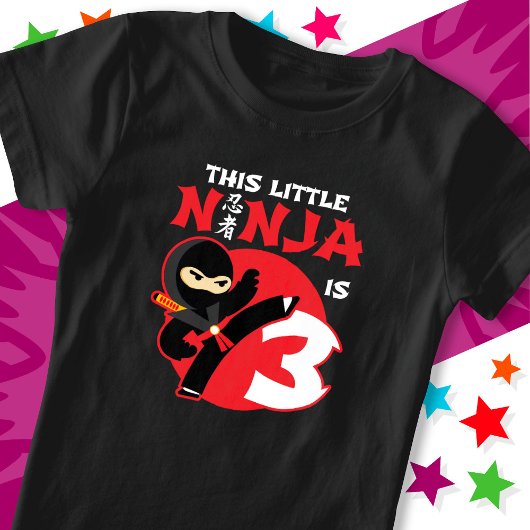 3e Verjaardag 3 Jaar Oud Kinder Feest Kleine Ninja T-shirt