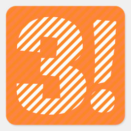 3e verjaardag 3 jaar oud Sinaasappel witte strepen Vierkante Sticker