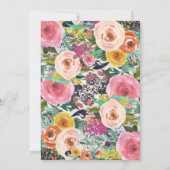 3e verjaardag 3e mooie bloemen uitnodiging, kaart (Achterkant)