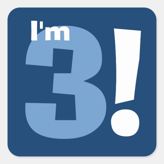 3e verjaardag Aangepaste naam marine en Baby Blue Vierkante Sticker (Voorkant)